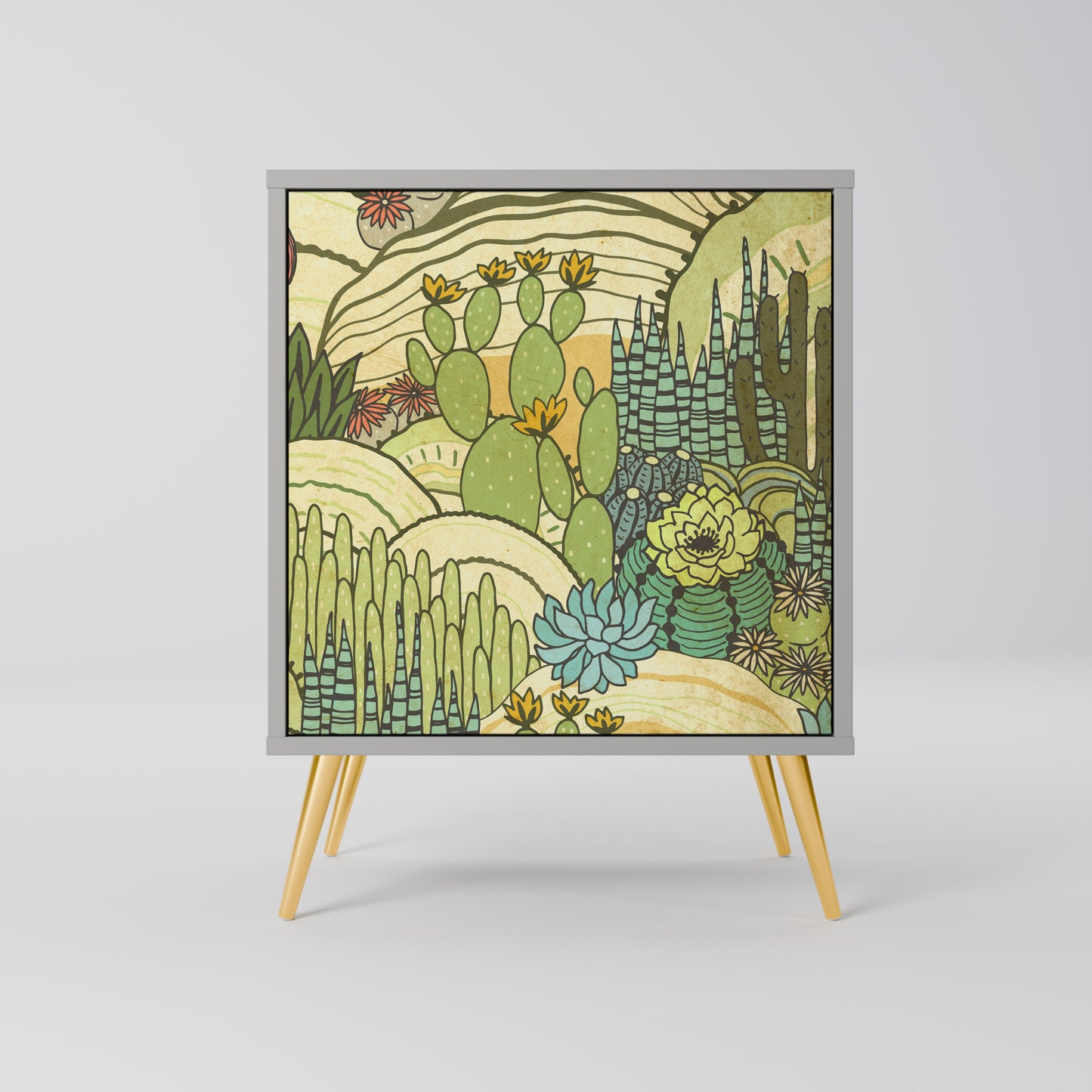 Credenza SUCCULENTS KALEIDOSCOPE a 1 anta con finitura grigia