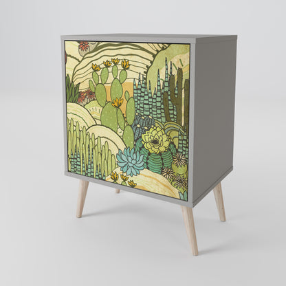 Credenza SUCCULENTS KALEIDOSCOPE a 1 anta con finitura grigia