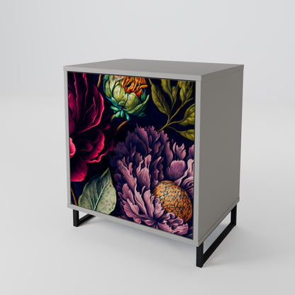 Credenza BLOOMING ELEGANCE a 1 anta con finitura grigia