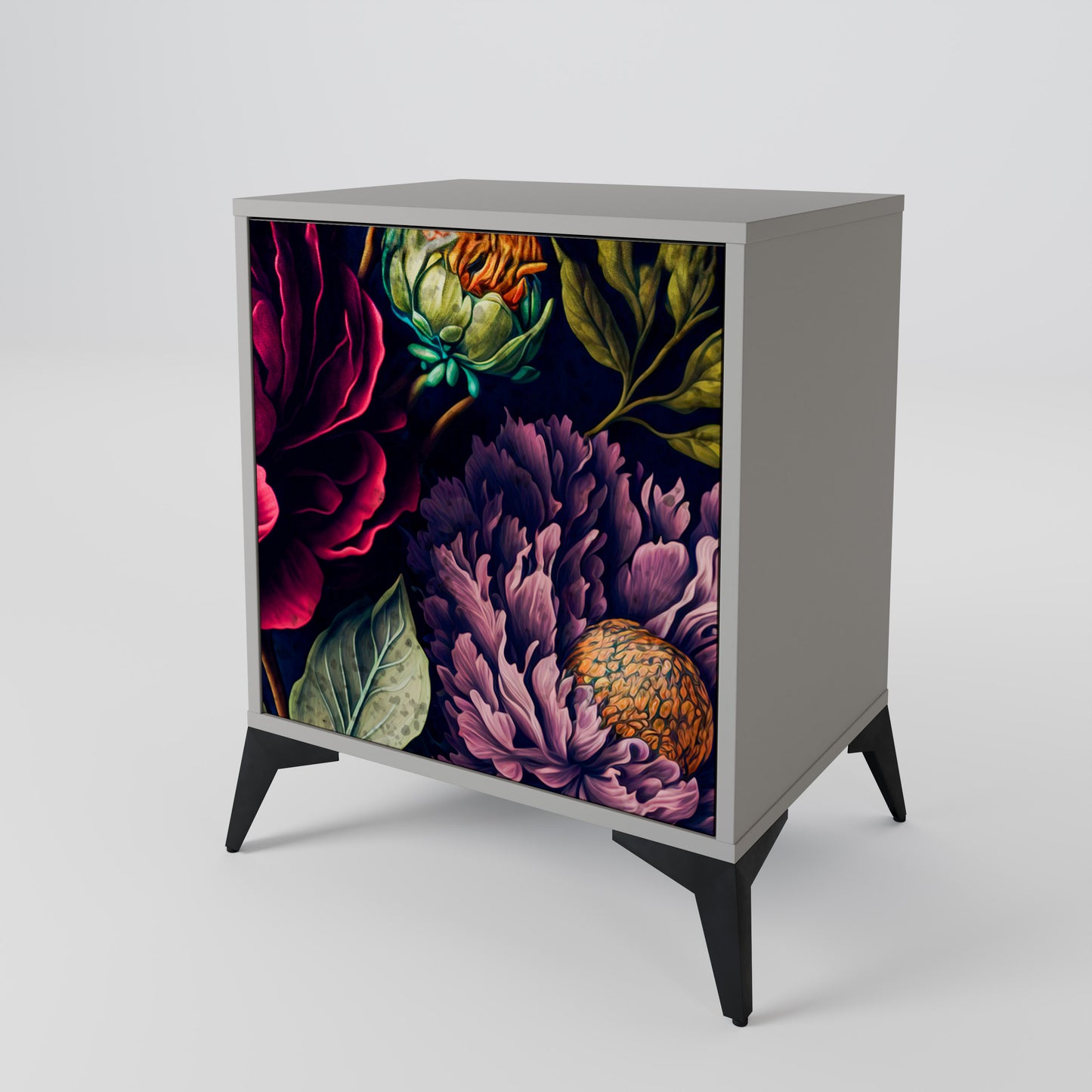 Credenza BLOOMING ELEGANCE a 1 anta con finitura grigia