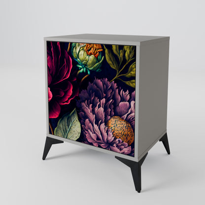 Credenza BLOOMING ELEGANCE a 1 anta con finitura grigia