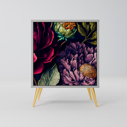 Credenza BLOOMING ELEGANCE a 1 anta con finitura grigia