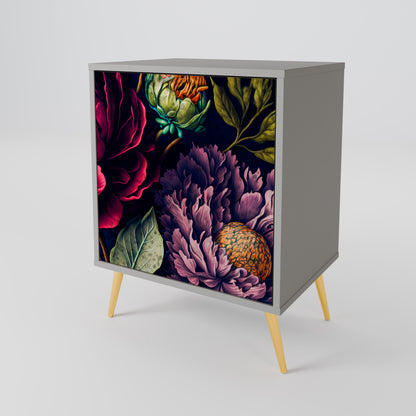 Credenza BLOOMING ELEGANCE a 1 anta con finitura grigia
