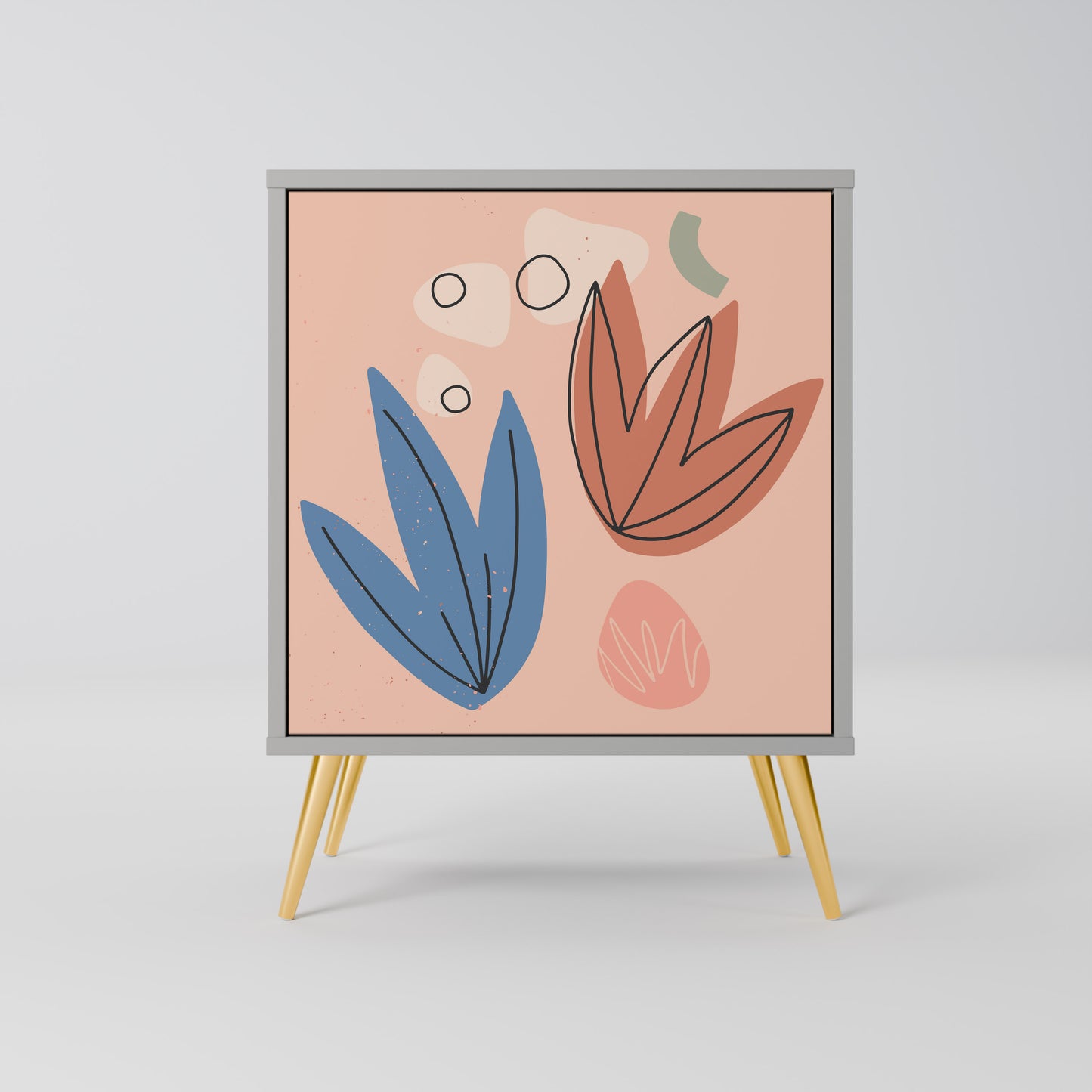 PASTEL DESTINY 1-Door Sideboard in Grey Finish