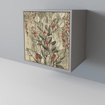 HERBAL GRACE 1-Door Sideboard in Grey Finish