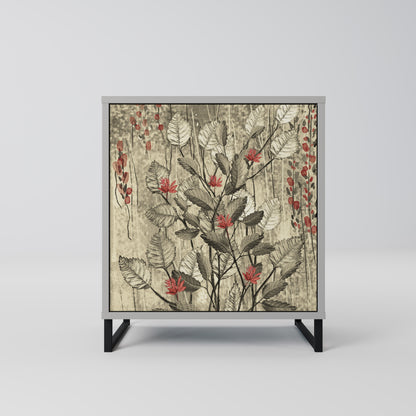 HERBAL GRACE 1-Door Sideboard in Grey Finish