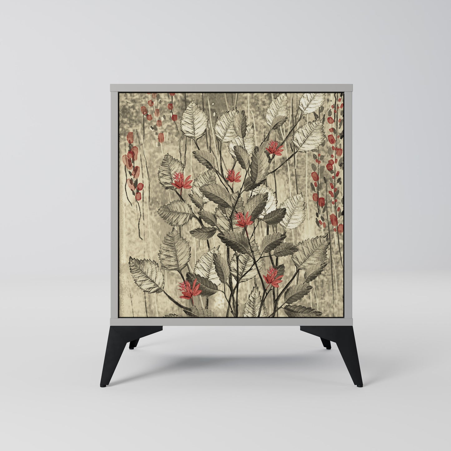 HERBAL GRACE 1-Door Sideboard in Grey Finish