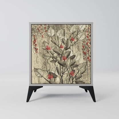 HERBAL GRACE 1-Door Sideboard in Grey Finish