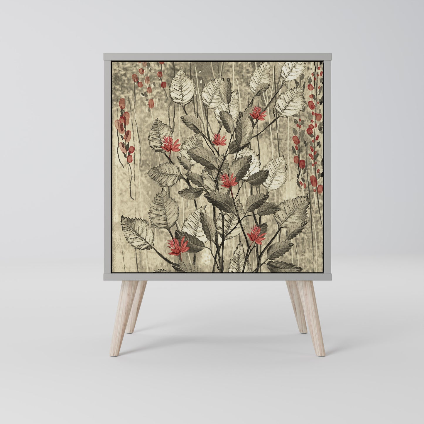 HERBAL GRACE 1-Door Sideboard in Grey Finish