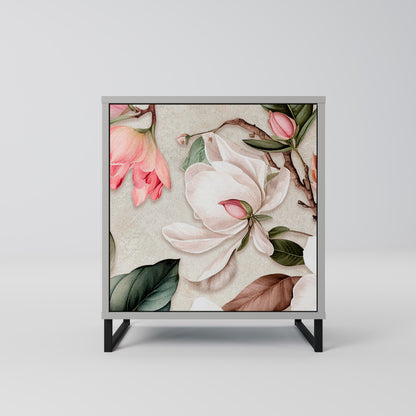 Credenza FLORAL GRACE a 1 anta con finitura grigia