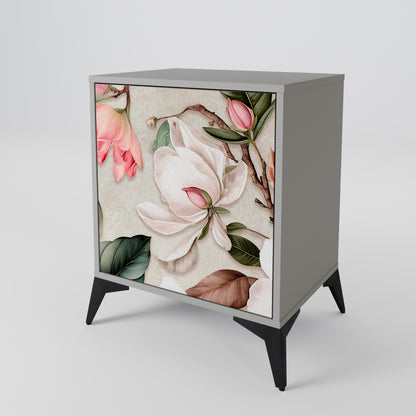 Credenza FLORAL GRACE a 1 anta con finitura grigia