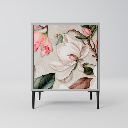 Credenza FLORAL GRACE a 1 anta con finitura grigia