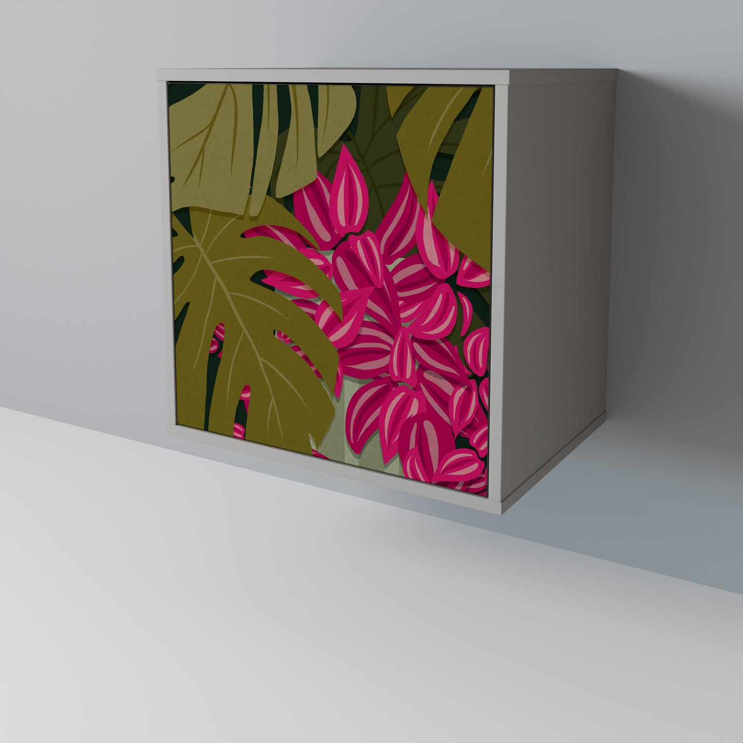 Credenza TROPICAL BEAUTY a 1 anta con finitura grigia