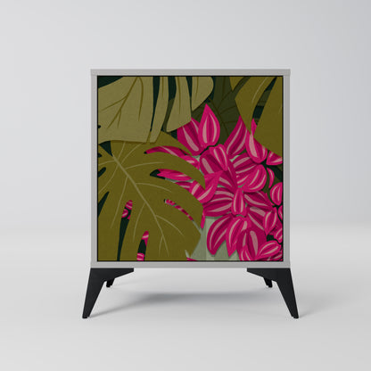 Credenza TROPICAL BEAUTY a 1 anta con finitura grigia