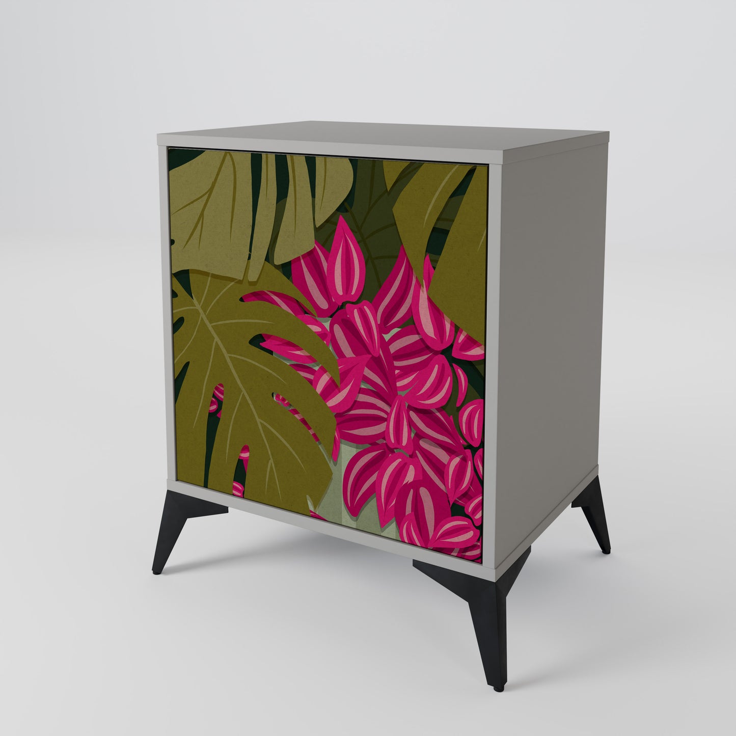 Credenza TROPICAL BEAUTY a 1 anta con finitura grigia