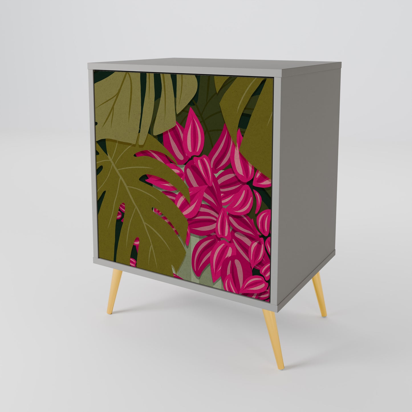 Credenza TROPICAL BEAUTY a 1 anta con finitura grigia