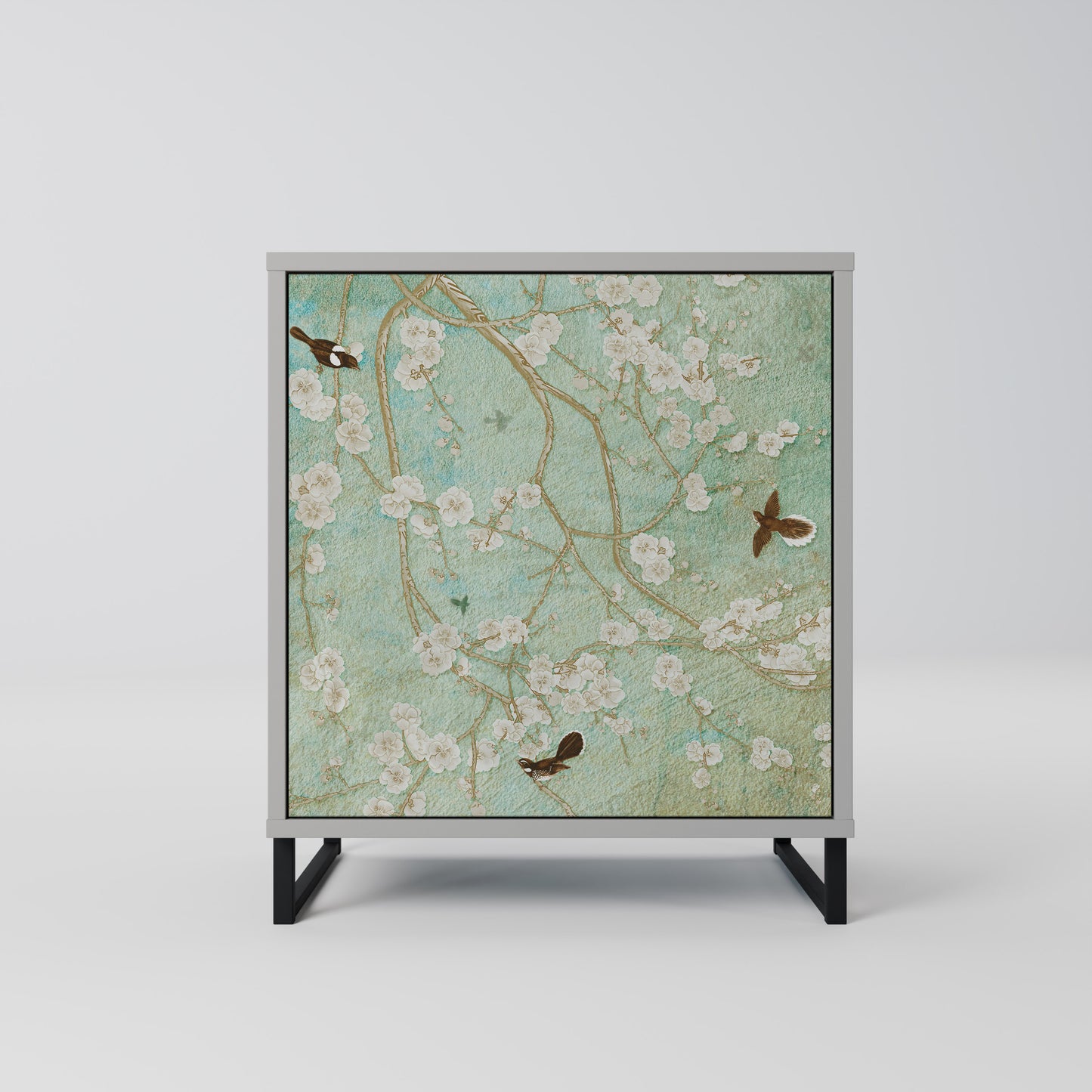 BLOOMING CHARM 1-Door Sideboard in Grey Finish