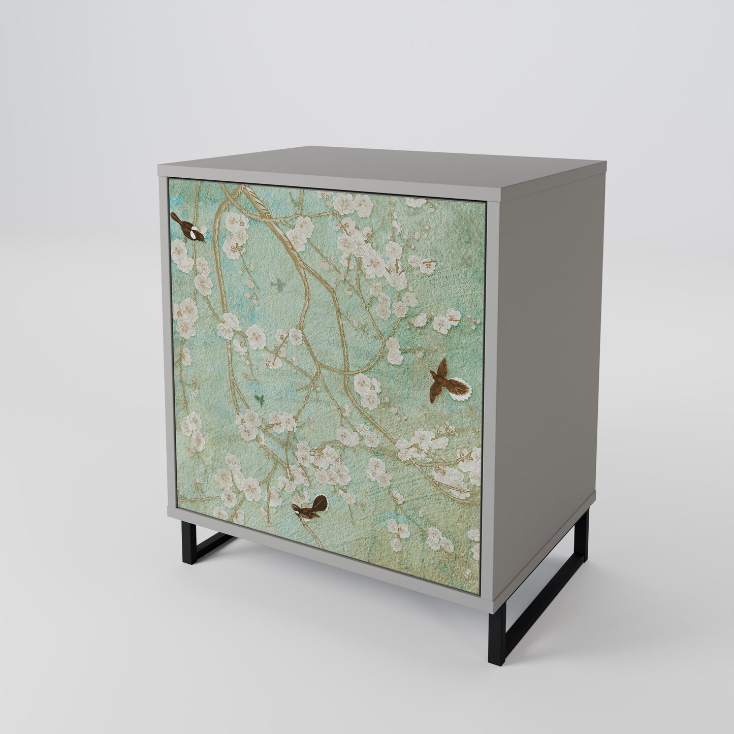 BLOOMING CHARM 1-Door Sideboard in Grey Finish