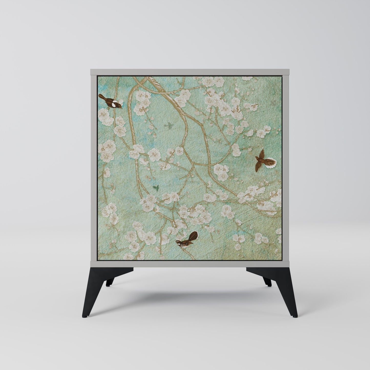 BLOOMING CHARM 1-Door Sideboard in Grey Finish