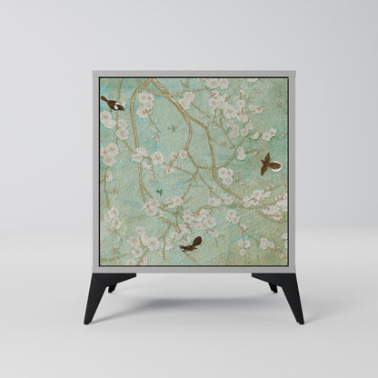 BLOOMING CHARM 1-Door Sideboard in Grey Finish