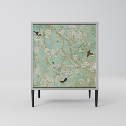 BLOOMING CHARM 1-Door Sideboard in Grey Finish