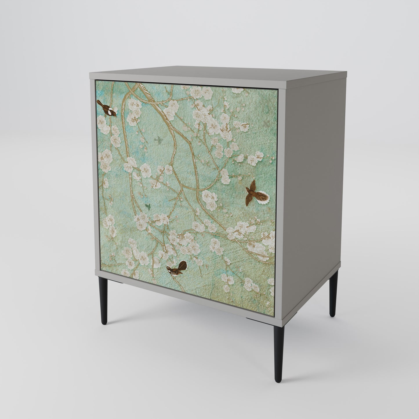 BLOOMING CHARM 1-Door Sideboard in Grey Finish