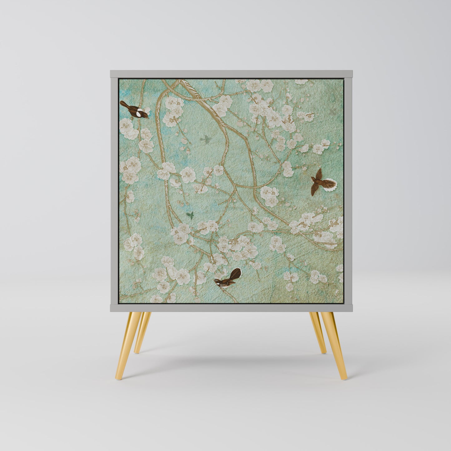 BLOOMING CHARM 1-Door Sideboard in Grey Finish