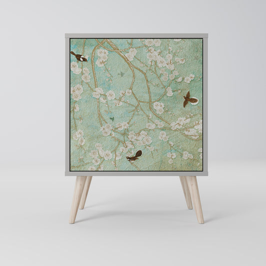 BLOOMING CHARM 1-Door Sideboard in Grey Finish