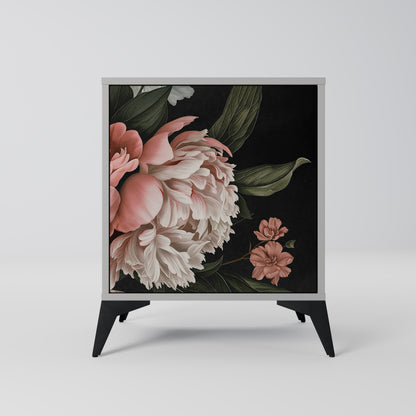 LUSH ELEGANCE 1-Door Sideboard in Grey Finish