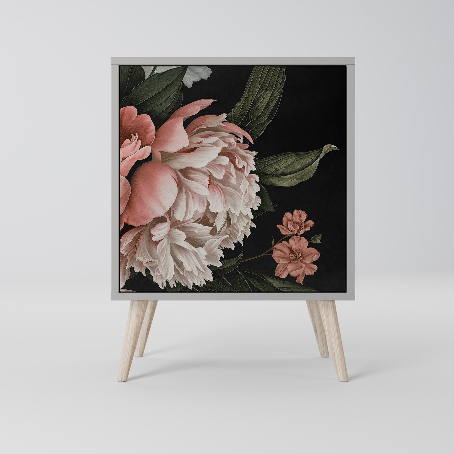 LUSH ELEGANCE 1-Door Sideboard in Grey Finish