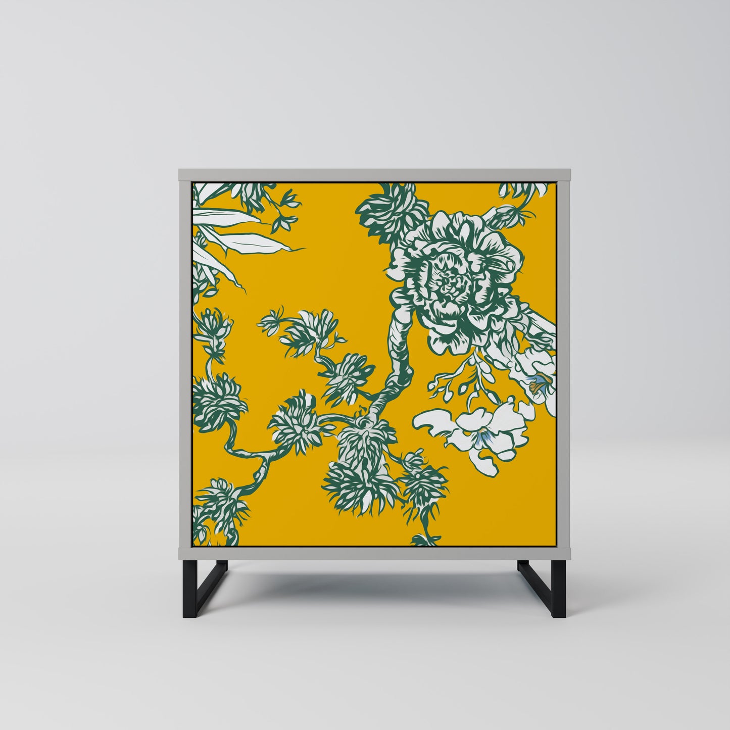 Credenza YELLOW CHINOISERIE a 1 anta con finitura grigia