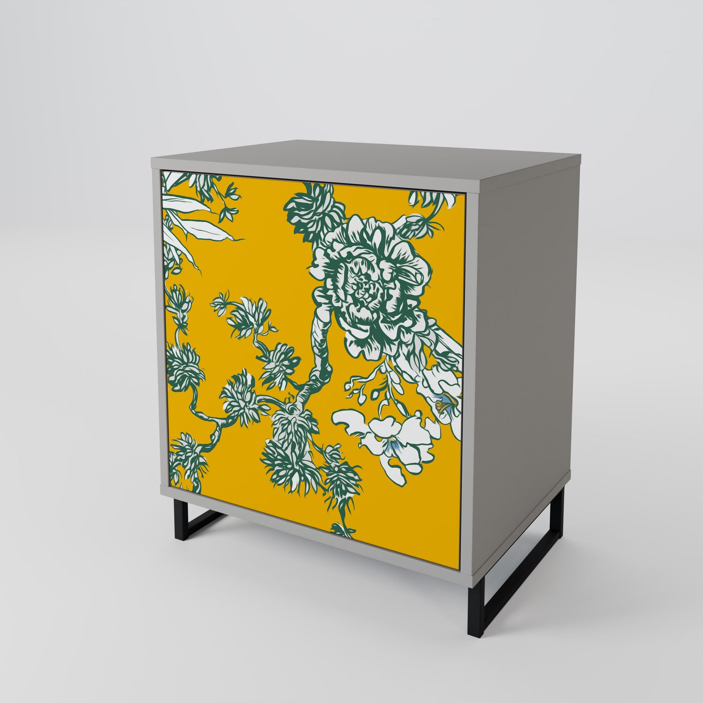 Credenza YELLOW CHINOISERIE a 1 anta con finitura grigia