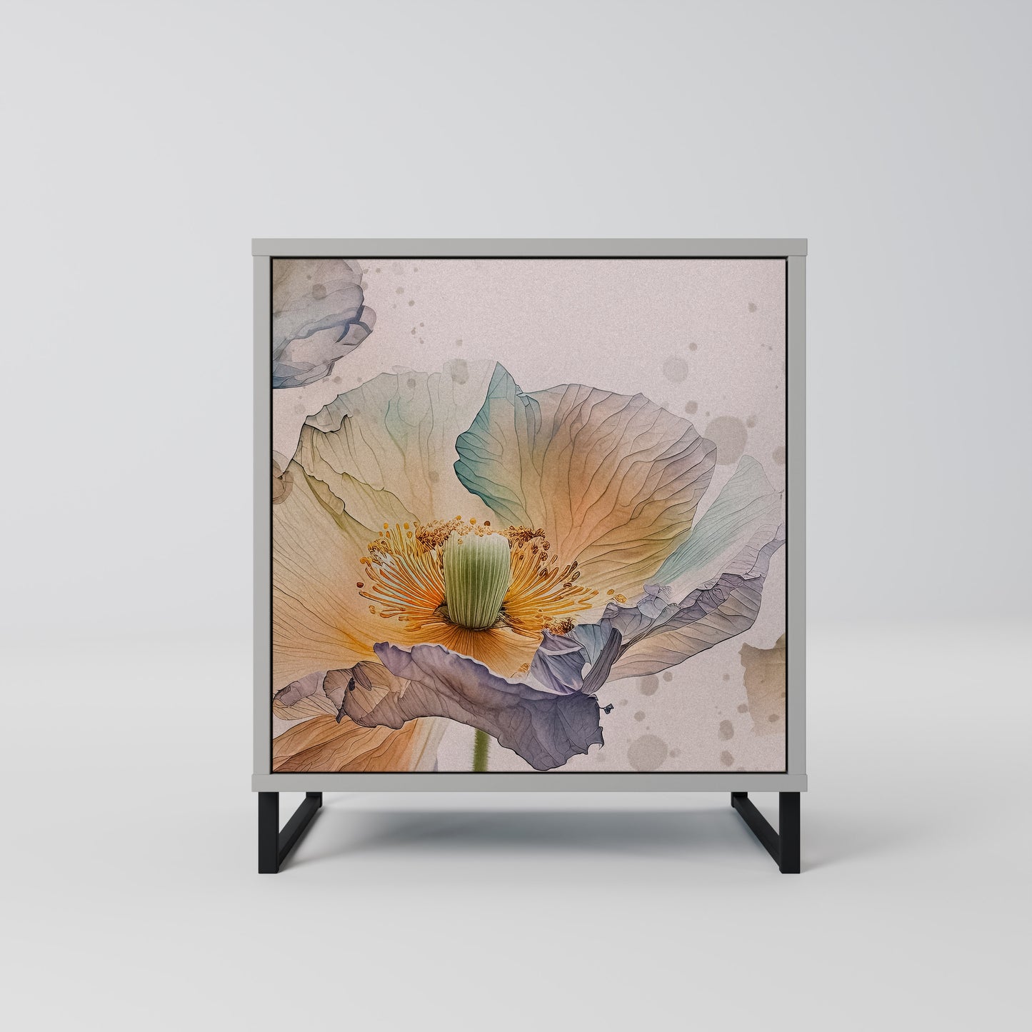 Credenza SOFTEN POPPY a 1 anta con finitura grigia