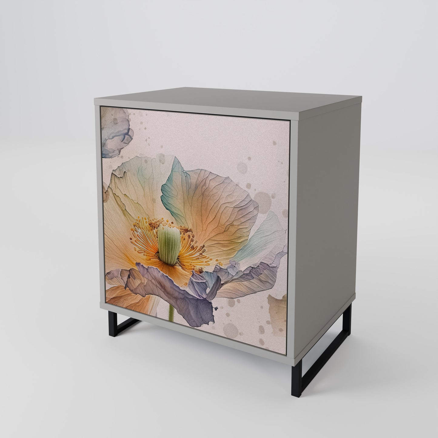 Credenza SOFTEN POPPY a 1 anta con finitura grigia