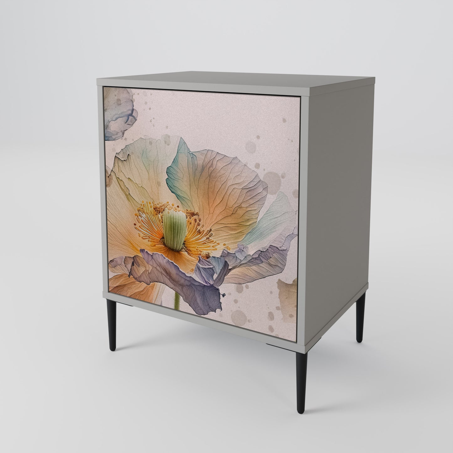 Credenza SOFTEN POPPY a 1 anta con finitura grigia