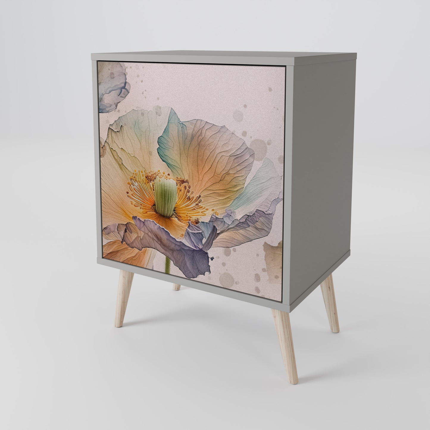 Credenza SOFTEN POPPY a 1 anta con finitura grigia