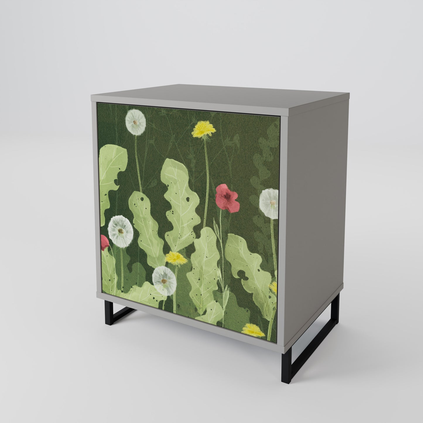 DANDELION AMUSE 1-Door Sideboard in Grey Finish