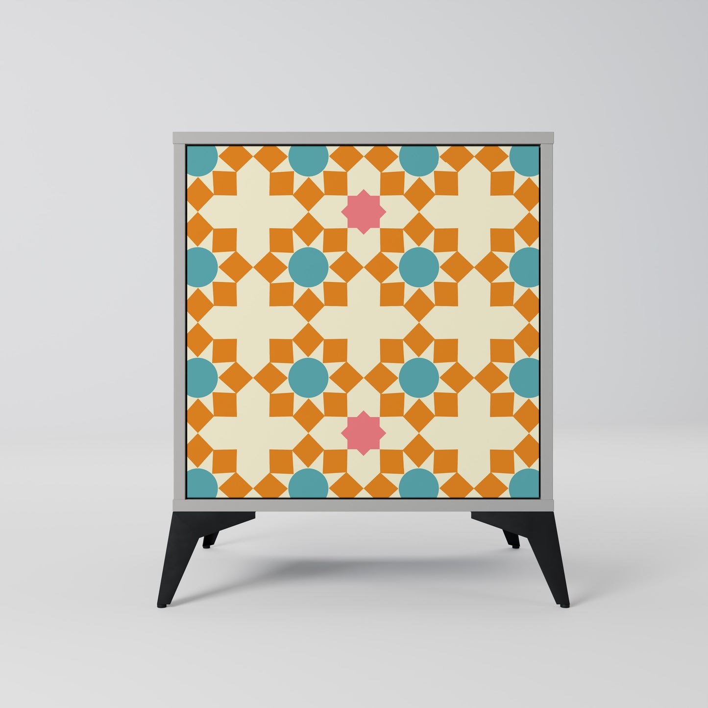 FLORAL DECOR 1-Door Sideboard in Grey Finish