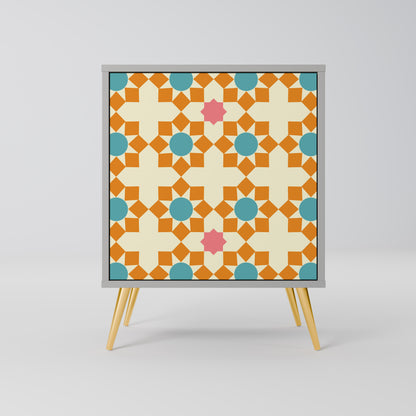 FLORAL DECOR 1-Door Sideboard in Grey Finish