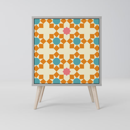 FLORAL DECOR 1-Door Sideboard in Grey Finish