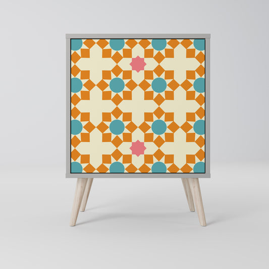 FLORAL DECOR 1-Door Sideboard in Grey Finish