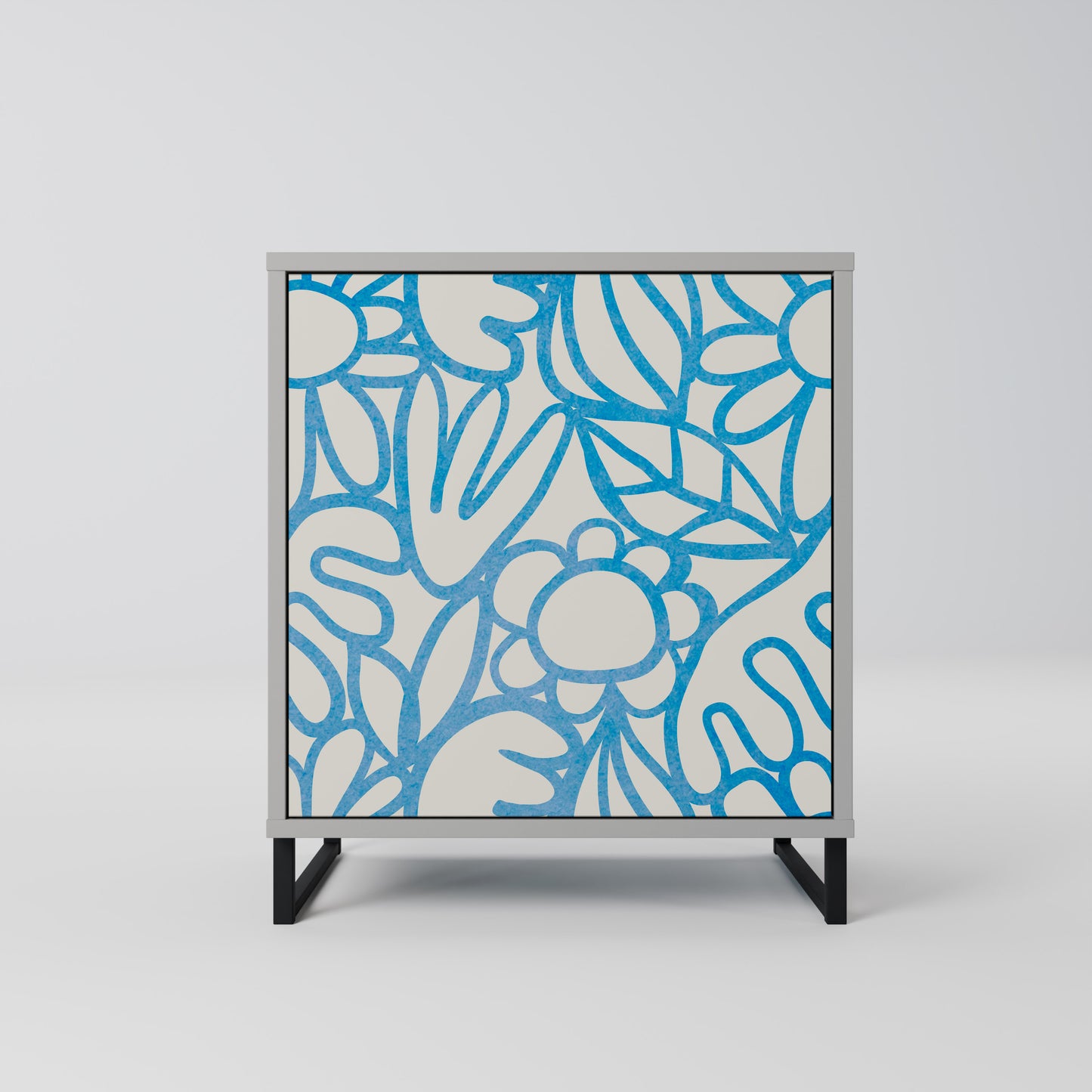 BLOOMY MORNING 1-Door Sideboard in Grey Finish