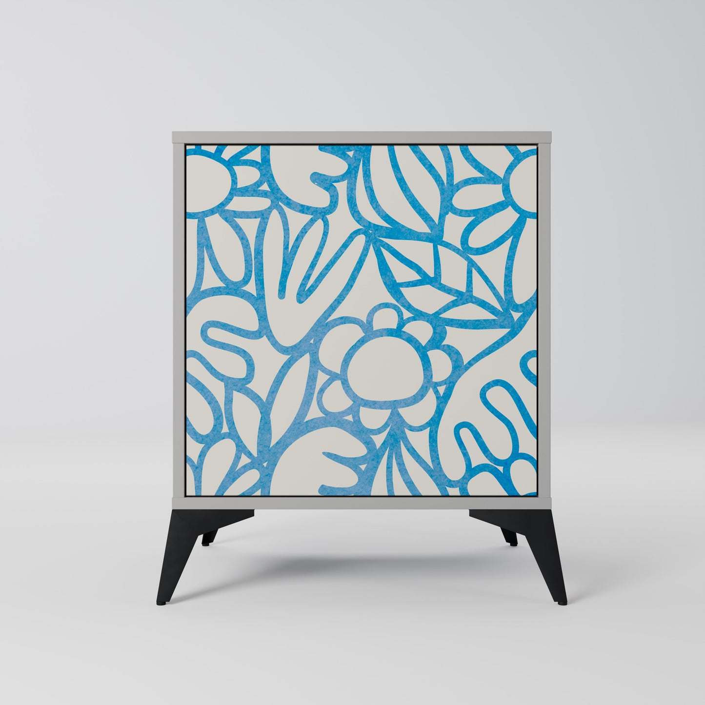 BLOOMY MORNING 1-Door Sideboard in Grey Finish