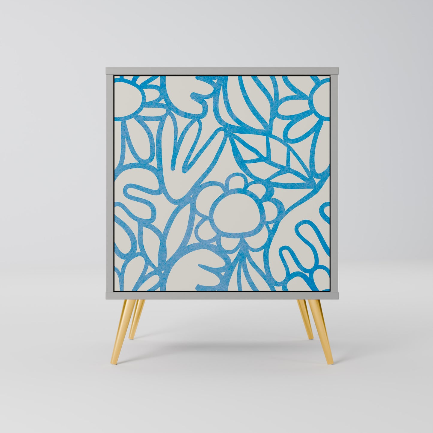 BLOOMY MORNING 1-Door Sideboard in Grey Finish