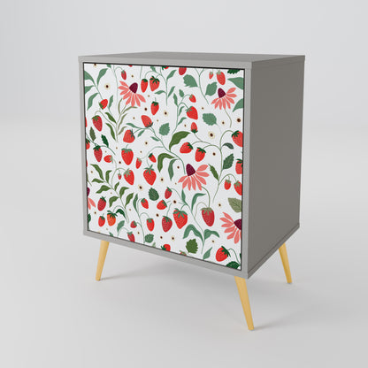FLOWERS AND STRAWBERRIES 1-Door Sideboard in Grey Finish