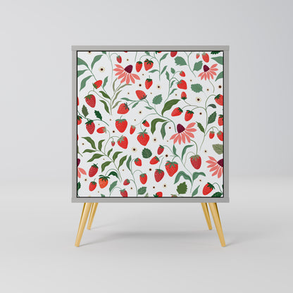FLOWERS AND STRAWBERRIES 1-Door Sideboard in Grey Finish