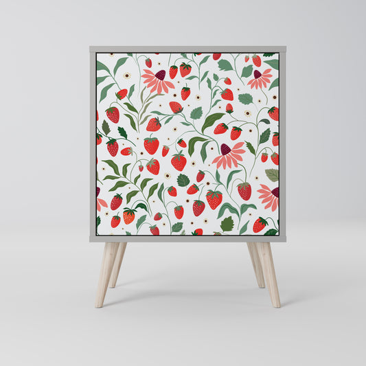 FLOWERS AND STRAWBERRIES 1-Door Sideboard in Grey Finish