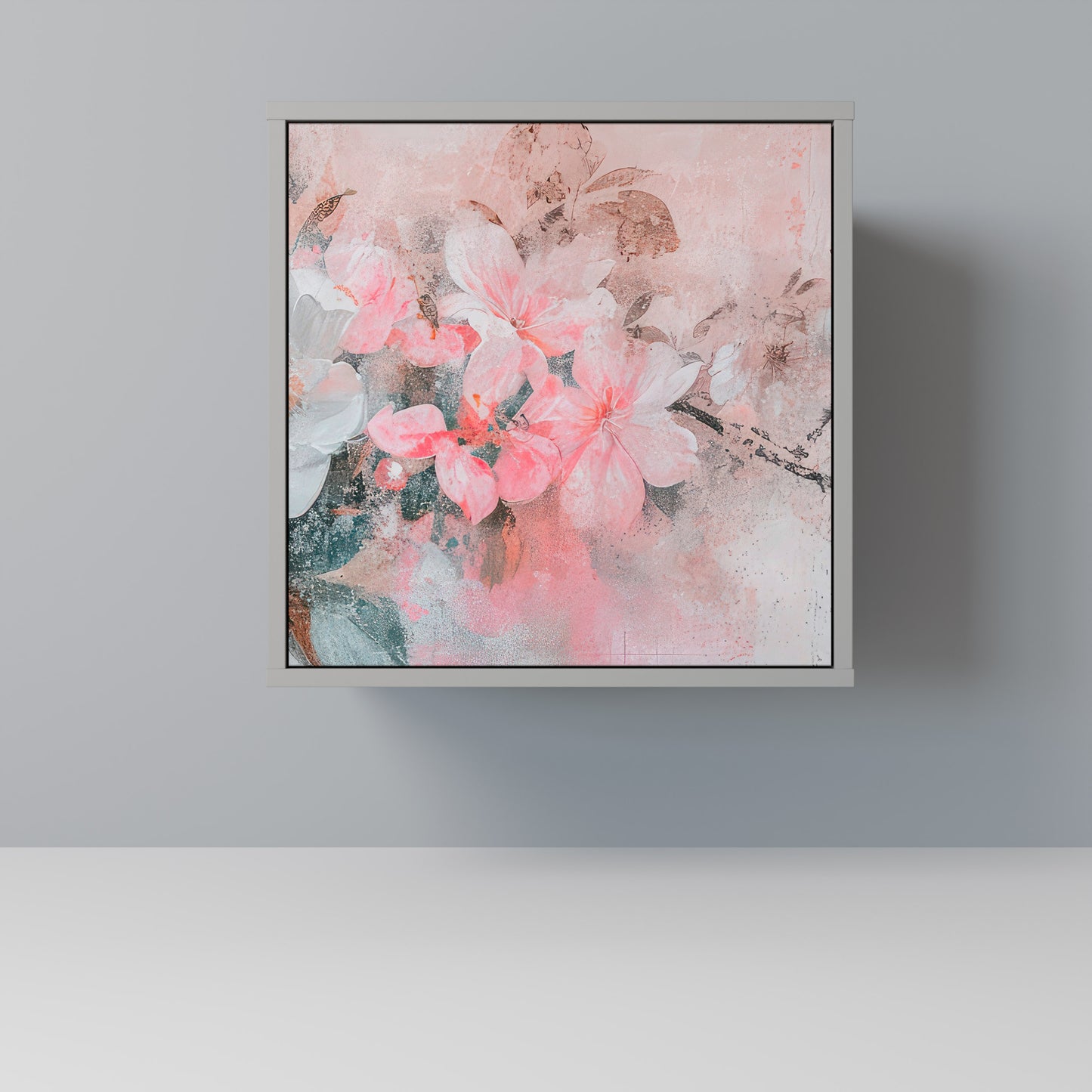 CHERRY BLOSSOM 1-Door Sideboard in Grey Finish