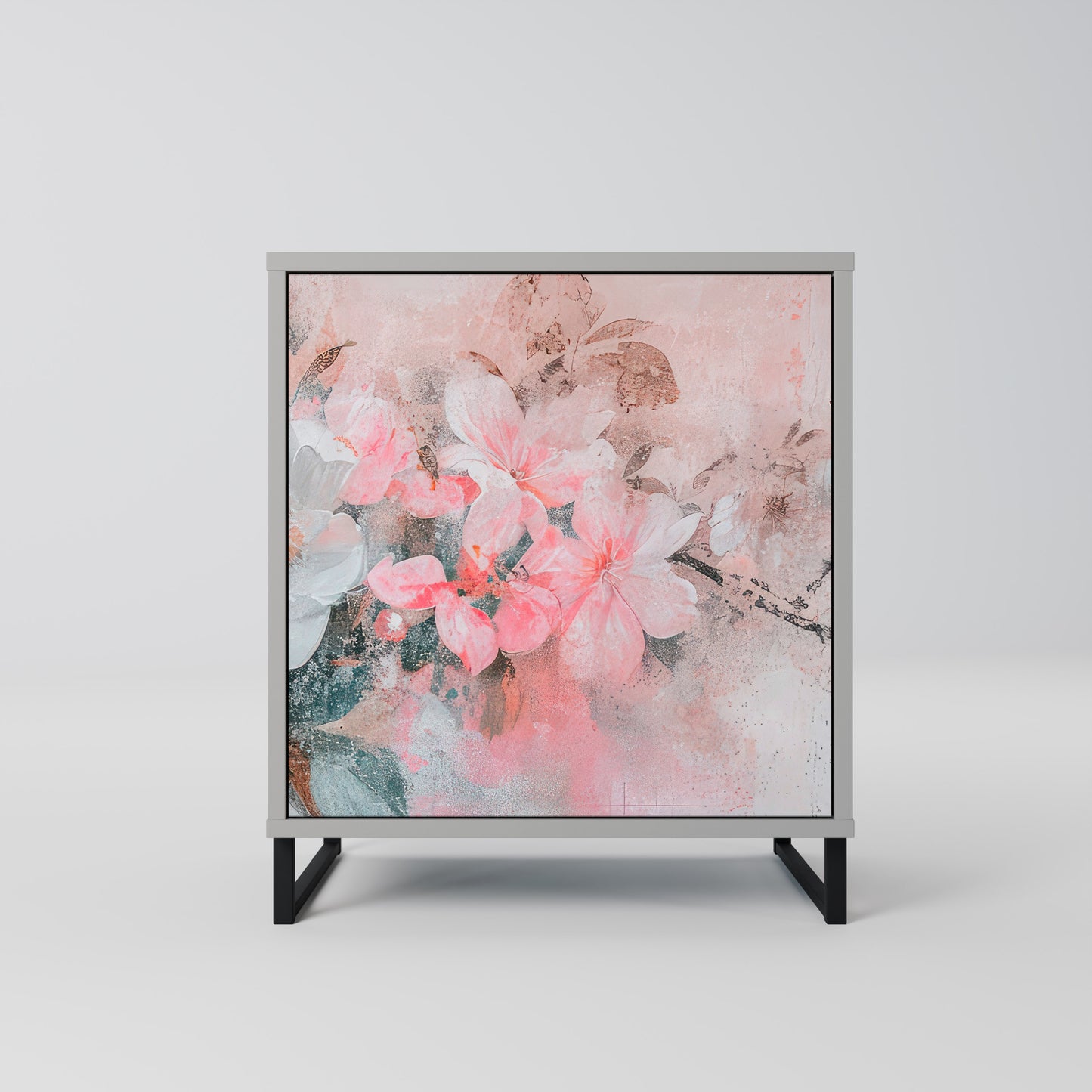 CHERRY BLOSSOM 1-Door Sideboard in Grey Finish