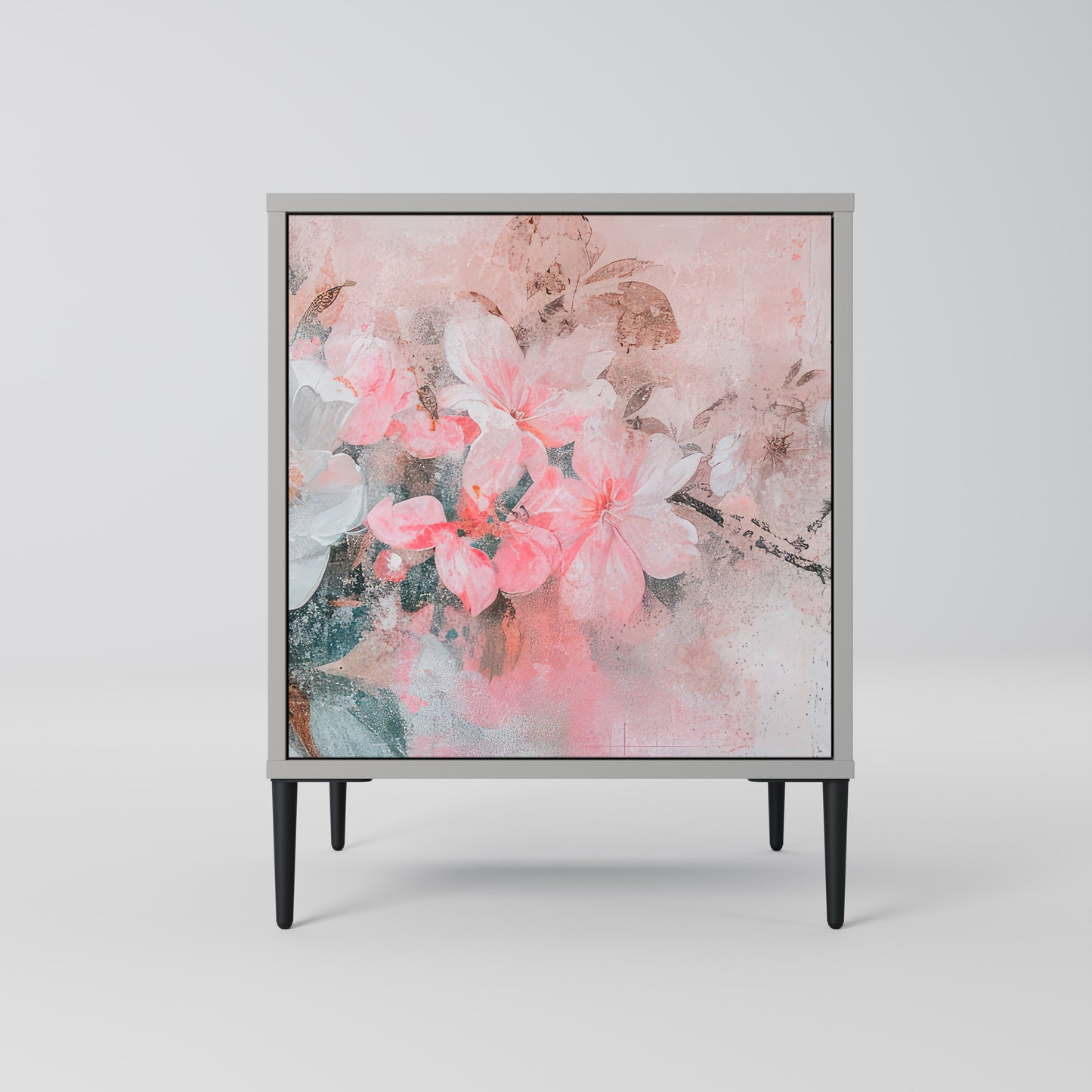 CHERRY BLOSSOM 1-Door Sideboard in Grey Finish